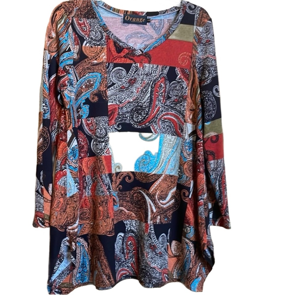 ⭐️Orange fashion village multicolor sweater tunic size s/m